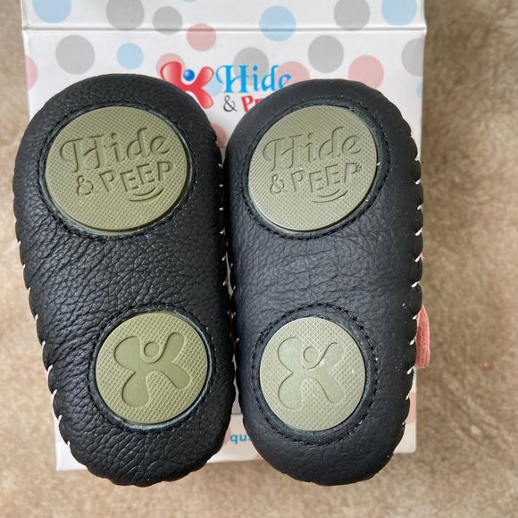 Hide & Peep Leather Baby Walker Shoe Mary Jane  Pink Butterfly - Picture 6 of 7